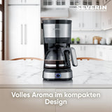 SEVERIN Cafetera espresso compacta, café aromático con cafetera para hasta 4 tazas, cafetera espresso con filtro y filtro oscilante permanente, acero inoxidable/negro, KA 4808