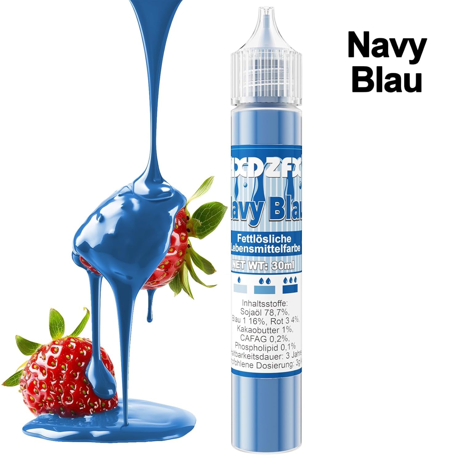 Colorante alimentario soluble en grasa - Colorante alimentario concentrado a base de aceite de 30 ml para colorante alimentario de chocolate para decoración de pasteles, fondant, crema de mantequilla, horneado, manualidades (azul marino)