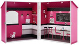 Teamson Kids - Casa de muñecas Dreamland City Café 30cm - Rosa/Blanco/Negro