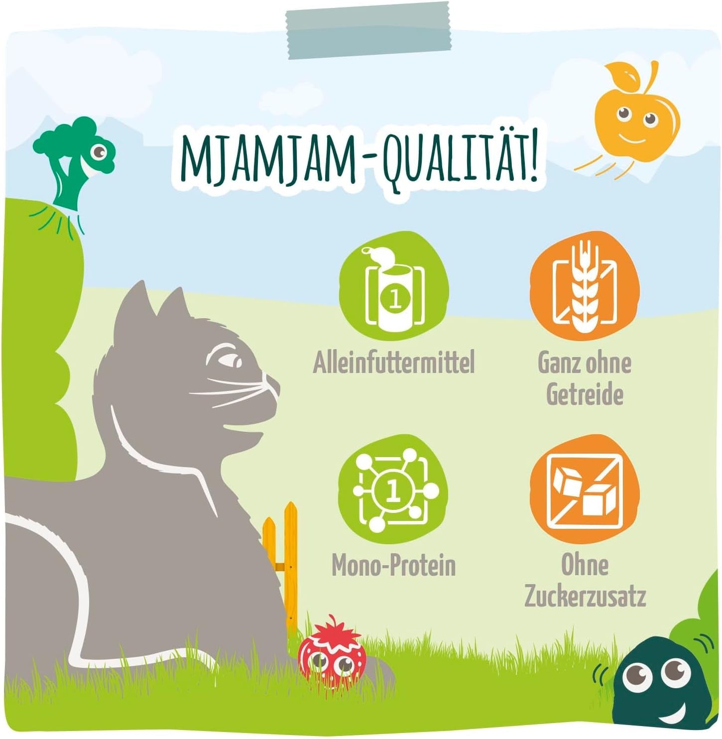 MjAMjAM - Premium Nassfutter für Katzen - Caja Chicks & Friends, paquete de 9 unidades (9 x 300 g), getreidefrei mit extra Fleisch