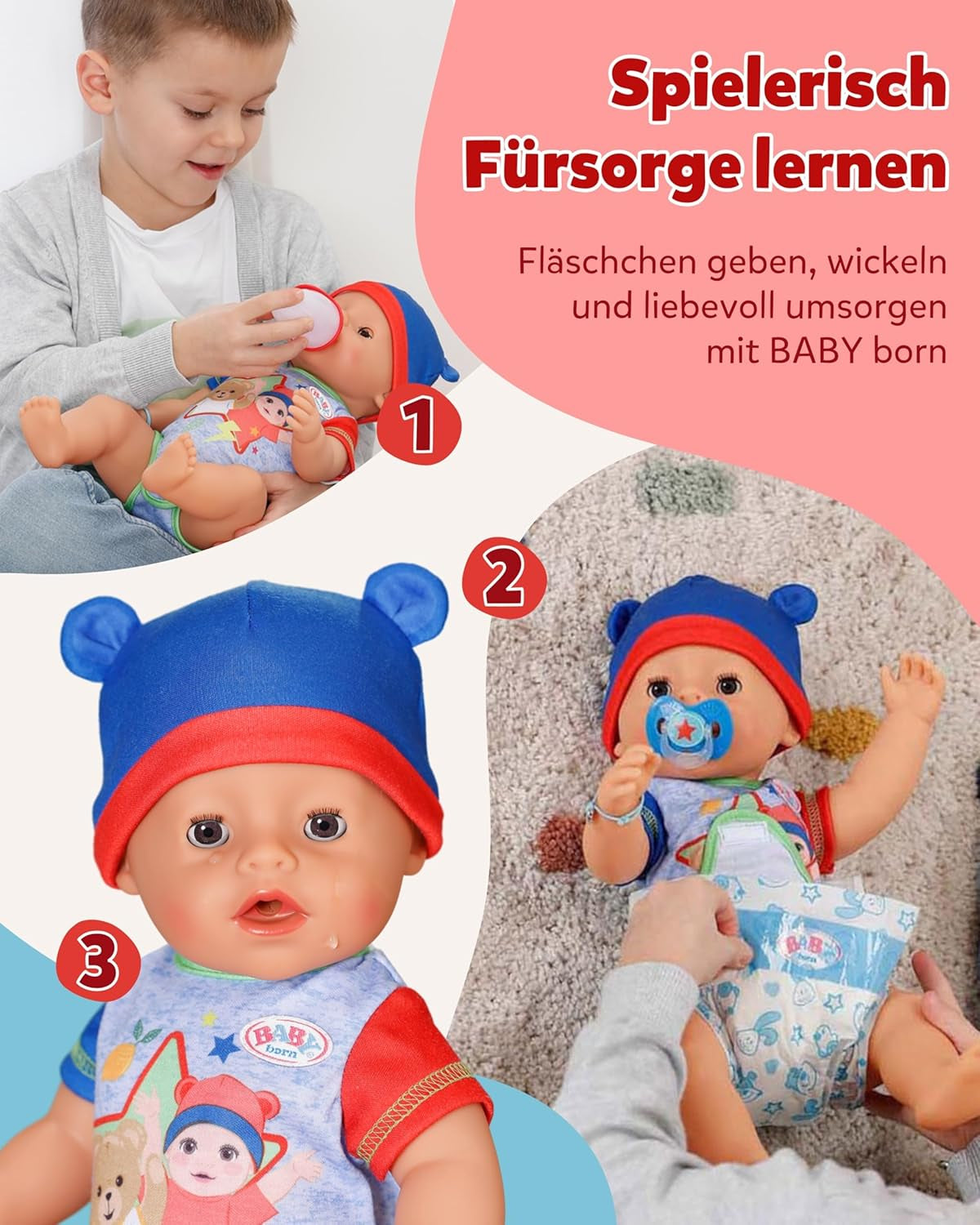 BABY Born Jonas - muñeco bebé 43 cm - 10 funciones incluidos accesorios y colchón - Funciona completamente sin pilas - Apto para niños a partir de 3 años