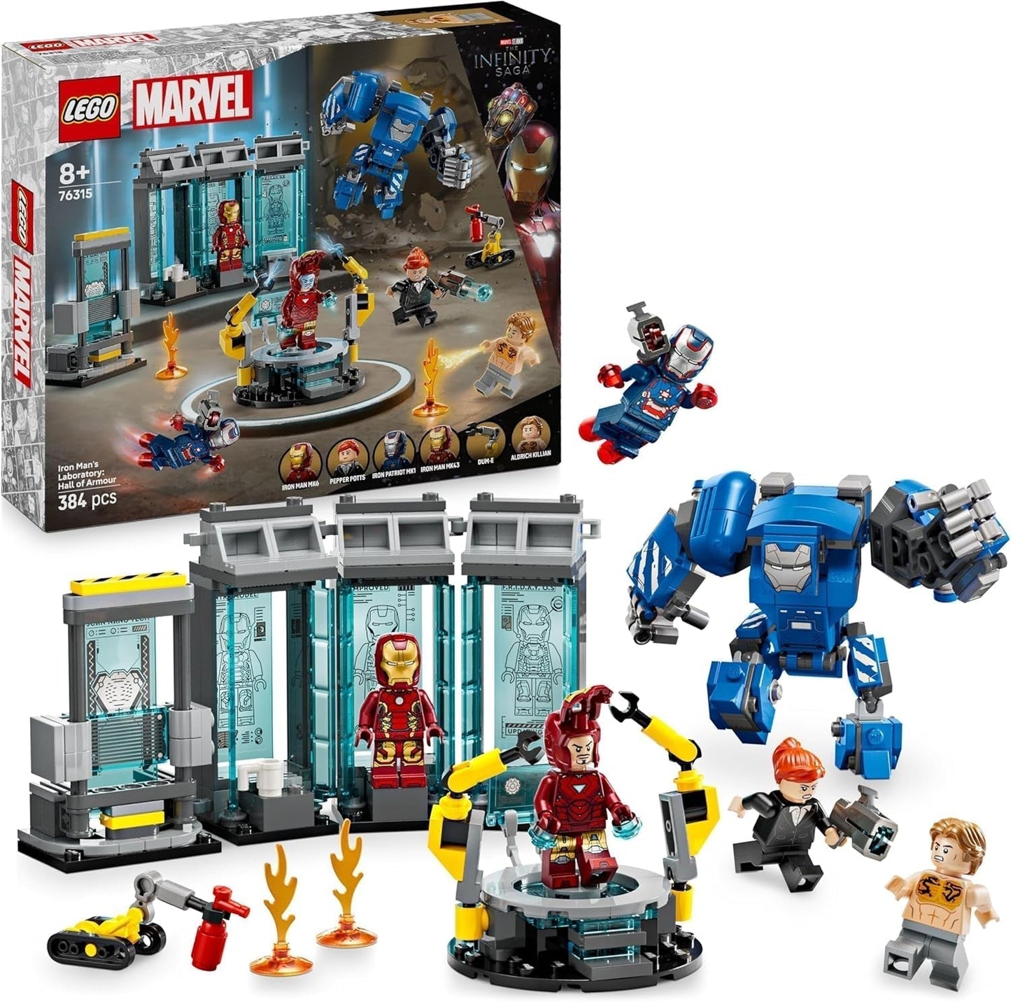 LEGO Marvel Laboratorio de Iron Man: Salón de la Armadura - Juguete de superhéroe con figura mecánica, 5 minifiguras, incluido Aldrich Killian - Regalo de los Vengadores para niños y niñas a partir de 8 años 76315 Juegos de construcción Beuche den LEGO-Store Default Title