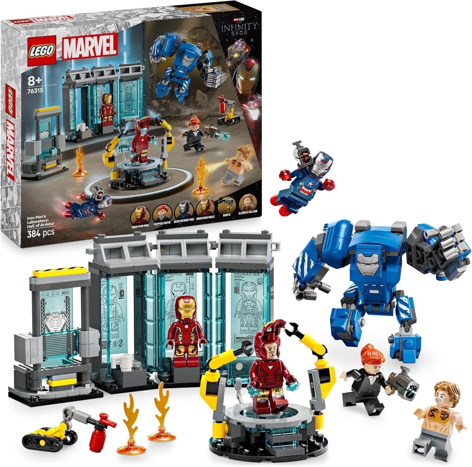 LEGO Marvel Laboratorio de Iron Man: Salón de la Armadura - Juguete de superhéroe con figura mecánica, 5 minifiguras, incluido Aldrich Killian - Regalo de los Vengadores para niños y niñas a partir de 8 años 76315 Juegos de construcción Beuche den LEGO-Store Default Title