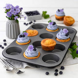 Zenker 12Er Muffinform Energy, Premium-Backform, Für Köstliche Kuchen, Verkürzt Die Backzeit Um Bis Zu 20% (Farbe: Silber/Anthrazit), Menge: 1 Stück, Hellgrau Und Dunkelgrau Moldes y bandejas para repostería Naty Shop