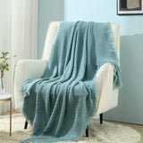 CREVENT Manta de Punto Óxido para Sofá Sofá Silla Cama Decoración del Hogar Suave Cálida Acogedora Ligera Primavera Verano Otoño (127,8 X 152,4 cm Caramelo/Marrón/Naranja Quemado) CREVENT Camas y Mantas Waffle Teal