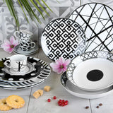 Excelsa Emily vajilla de porcelana, blanco/negro, 18 piezas