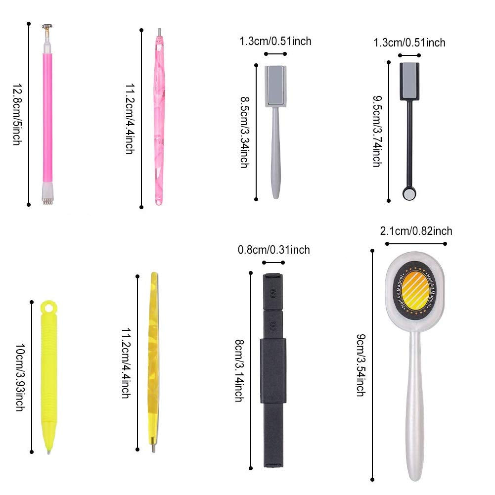 Nail Art Werkzeug Magnetstift, 10 piezas Nagel Magnet Stick Tool Set, Nagel Magnet Stift y Starker Magnet Stock Punktierungsstifte para DIY 3D Magnetics Katzenauge UV Gel Polnisch Nagel Kunst