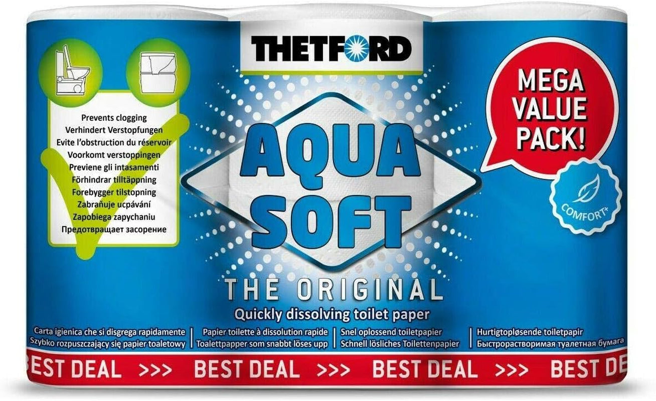 Papel higiénico suave Aqua, papel higiénico portátil, 4 rollos/botellas, inodoros para acampar, papel higiénico para acampar al aire libre