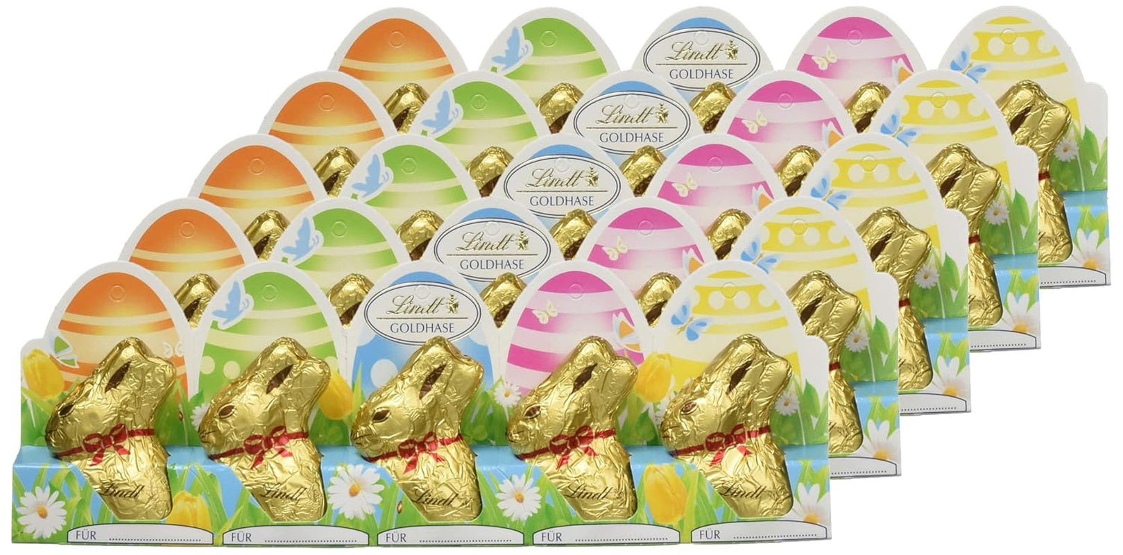 Paquete de 5 mini conejitos dorados perforados (5 x 50 g)