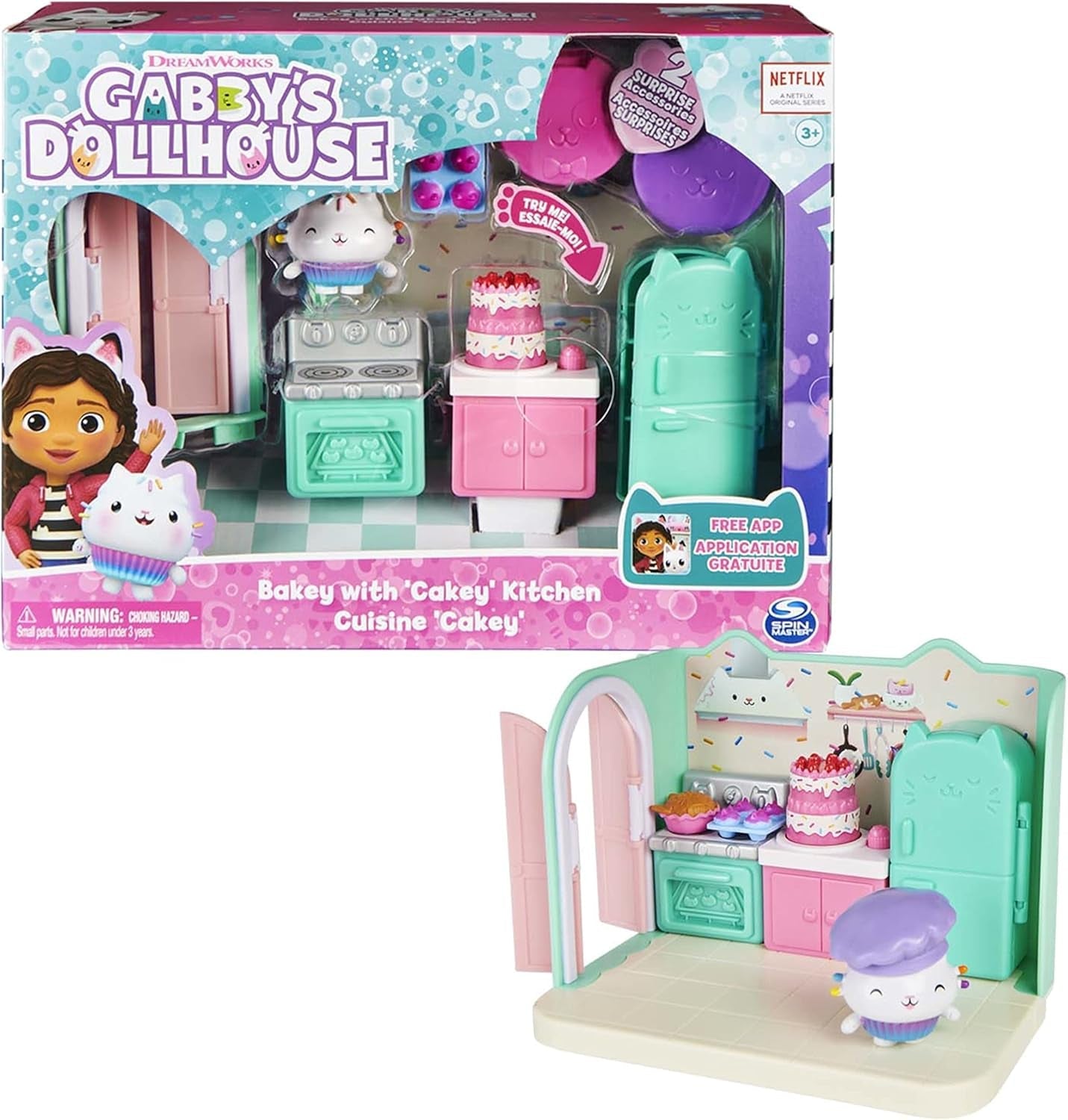 Gabby Dollhouse y Gabby Dollhouse Habitación Deluxe Sweet Dreams Fluffy Cat Dormitorio Almohada Gato y 3 Accesorios 3 Muebles y 2 Cajas Sorpresa Adecuado para edades de 3 años en adelante