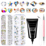 Makartt Gel Adhesivo de Diamantes de Imitación - Juego de Pegamento de Uñas UV de 15 ml con Dijes de Uñas Rosas, Joyería de Uñas con Círculo de Corazón y Accesorios de Diseño de Uñas para Manicura en el Hogar, Regalo del Día de San Valentín