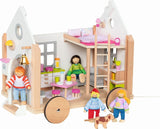 Goki 51477 - Casita Hygge Pequeña de Madera y Textil para Mini Muñecas, Casa de Muñecas Móvil Estilo Escandinavo, 38Cm X 27Cm X 33Cm, Set de 40, Edad 3+ Casas de Muñecas Naty Shop