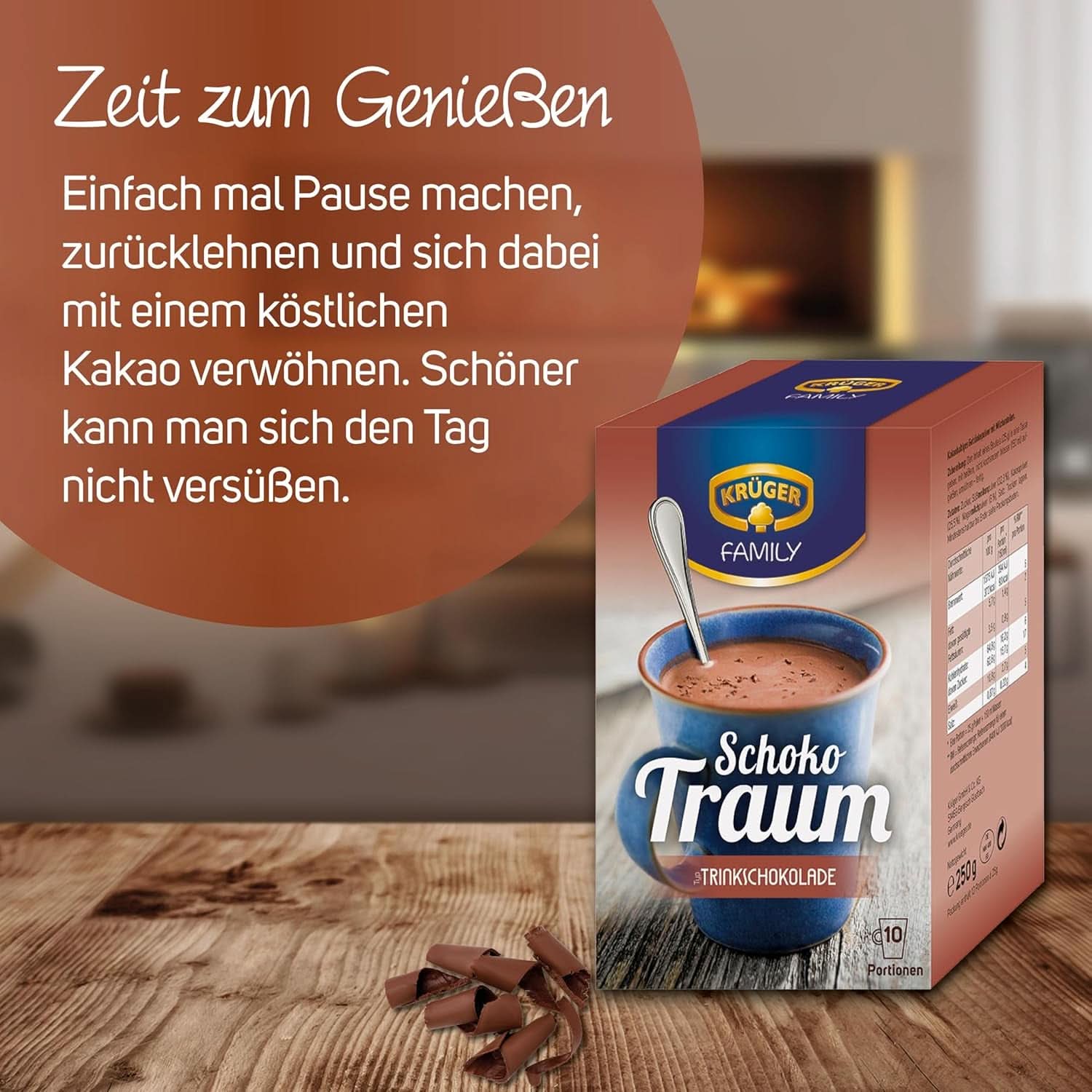 KRÜGER Family, Cacao en polvo para chocolate caliente, 8 cajas x 10 sobres, 8 x 250 gramos Cacao y Chocolate Caliente Naty Shop