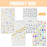 Juego de pegatinas para uñas, diseño de uñas, 4 pegatinas suaves para decoración de uñas, perfectas para uñas de gel 3D y tiras de gel UV