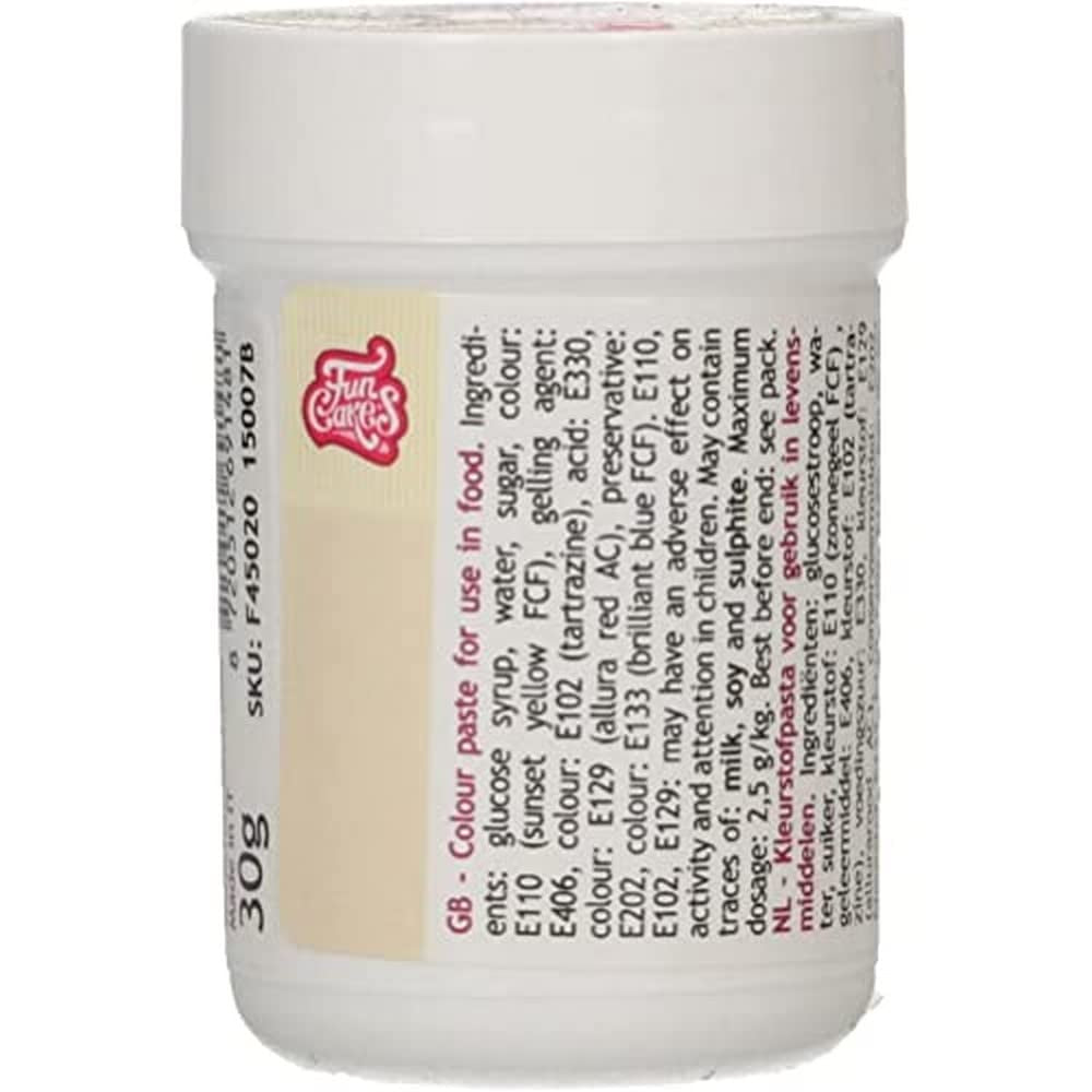 Colorante alimentario concentrado Funcakes Paste Color Marfil; para masa, nata, fondant, mazapán, masa, pasta para modelar y pasta de flores. Halal y Kosher. 30 gramos