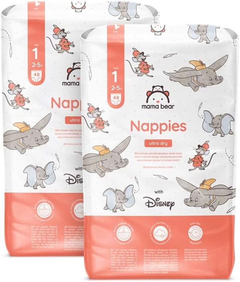 Pañales Mama Bear Disney Ultra Dry talla 4 (8-14 kg), blanco, 84 piezas (1 paquete)