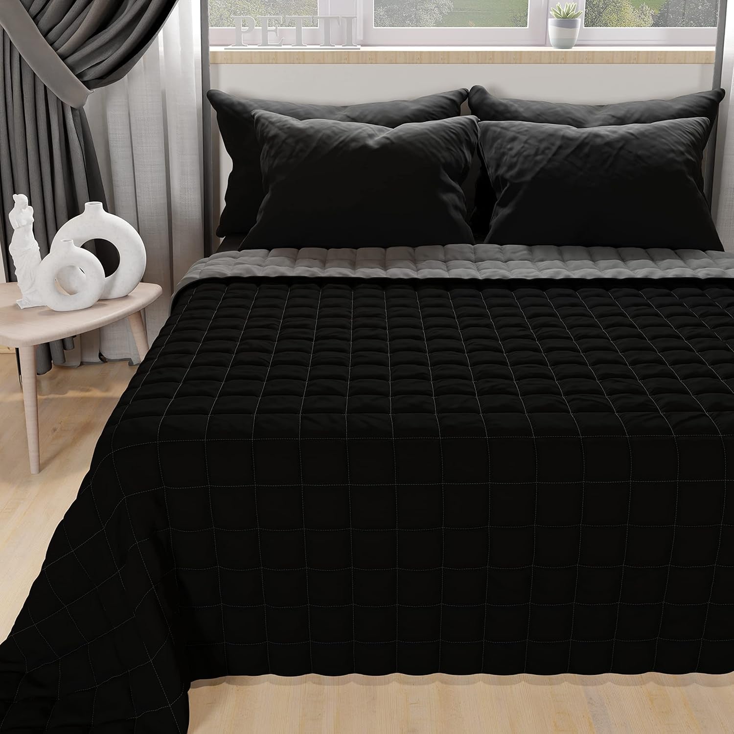 PETTI Artigiani Italiani - Colcha para cama individual, colcha doble cara, colcha de muelles, azul medianoche, blanco, 100% Made in Italy Edredones y edredones Naty Shop Naranja Medidas cama 160 (240X260 Cm)