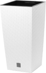 Macetas Prosperplast imitación ratán/macetas con inserto | 26,5x26,5x50cm | antracita | resistente a la intemperie y a los rayos UV | de plástico resistente | para interior y exterior