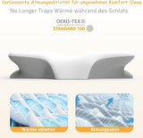 Almohada Cervical Ergonómica Memory Foam con Funda Extraíble Lavable para Dormir Ortopédicamente, Dolor de Cuello y Dolor Abdominal (55X35X13 Cm) Naty Shop Almohadas Ortopédicas Cervicales