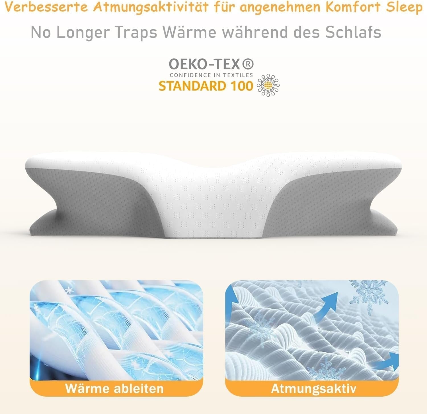 Almohada Cervical Ergonómica Memory Foam con Funda Extraíble Lavable para Dormir Ortopédicamente, Dolor de Cuello y Dolor Abdominal (55X35X13 Cm) Naty Shop Almohadas Ortopédicas Cervicales