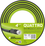 Manguera de jardín Cellfast QUATTRO, duradera, ligera, 4 capas, resistente a los rayos UV, manguera de alambre, trenza cruzada, 20 bar, 1/2" 15 m, 10-064