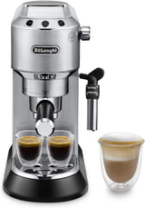 De'Longhi Dedica Style EC 685.B - Cafetera espresso con portafiltro, cafetera espresso con espumador de leche profesional, sólo 15 cm de ancho, para café molido o cápsulas ESE, depósito de agua de 1 l, negro