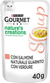 Crystal Delicate Suppenfond für die Katze, mit natürlichem Lachs, garniert mit Gemüse, 40 g, 32 unidades