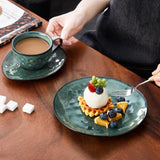 Vancasso Servicio de café de gres STARRY Juego de café de 12 piezas para 4 personas Incluye tazas de café y platillos Aspecto vintage