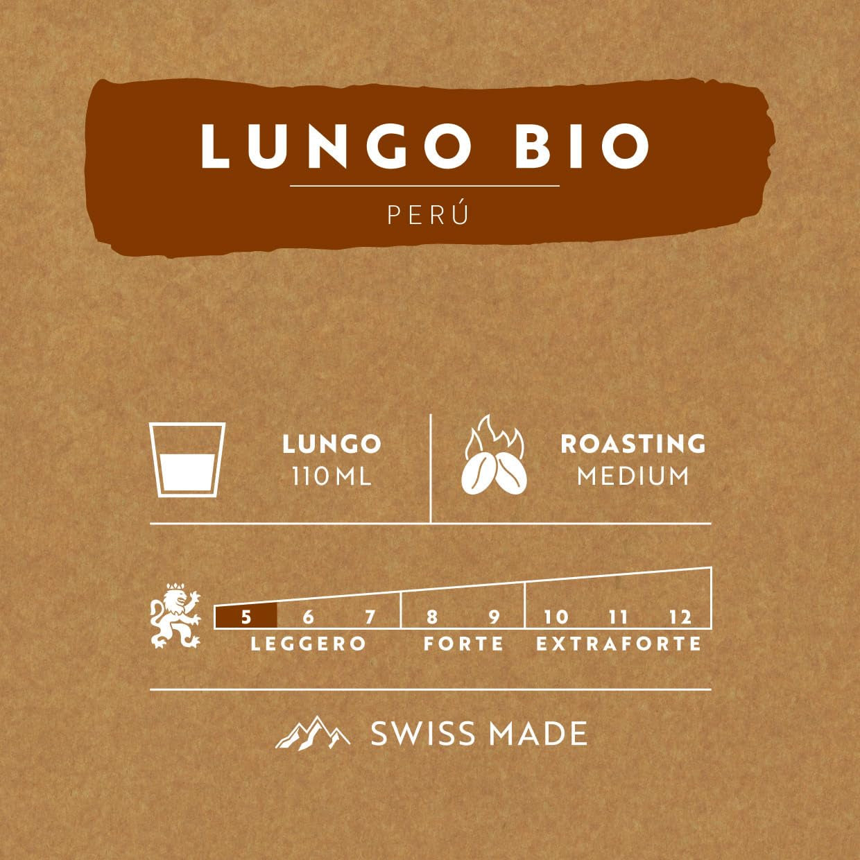 Café Royal Peru Lungo Bio – Café compatible con Nespresso®, 100% Arábica del Perú, cremoso, Intensidad 5/12, Comercio Justo, 100 cápsulas