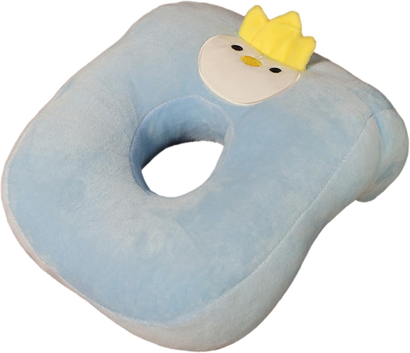 Almohada para dormir de oficina, algodón con memoria, linda almohada con orificio para las orejas, almohada para dormir suave, almohada para dormir de lado, almohada para las orejas para mujeres, niñas y niños (gris gatito) Naty Shop Almohadas ortopédicas cervicales azul - pingüino azul