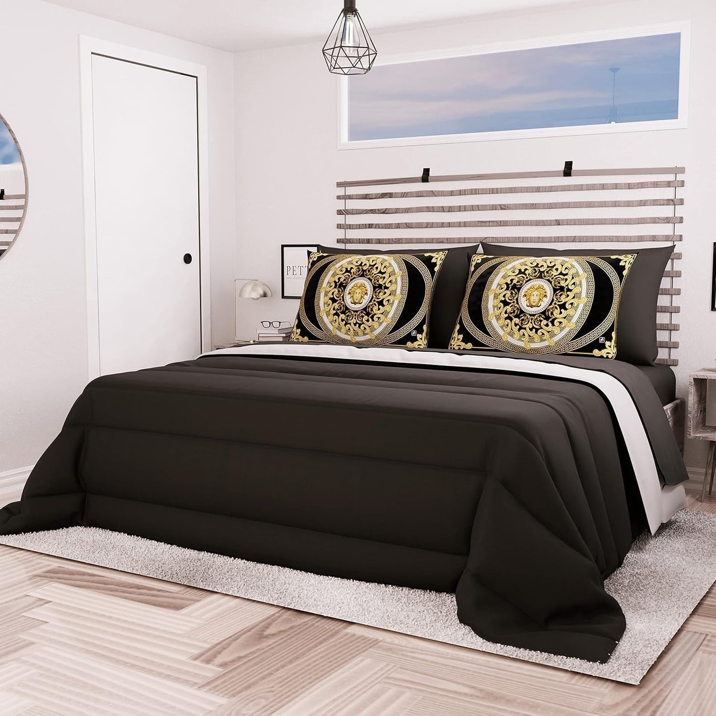 PETTI Artigiani Italiani - Manta invierno cama matrimonio, maxi, monocromática, doble cara, blanco, gris, 100% Made in Italy Edredones y edredones Naty Shop Negro Piazza E Mezza Maxi (240X260 Cm)