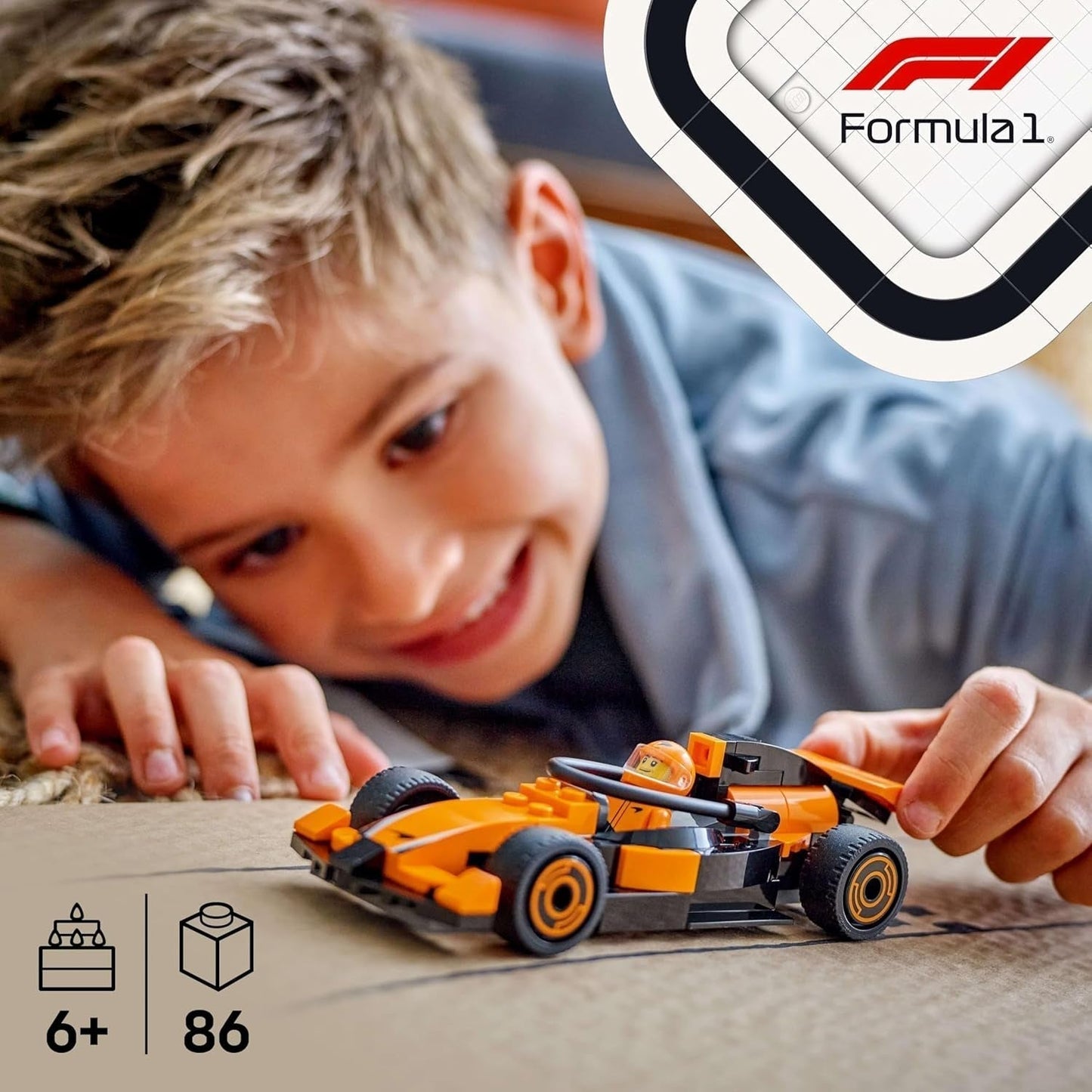 LEGO City F1 Racer con coche de carreras Mclaren - Modelo de juguete de Fórmula 1 con coche de carreras y minifigura - Pequeño regalo para niños y niñas a partir de 6 años o aficionados a los deportes de motor 60442 Juegos de construcción Besuche den LEGO-Store