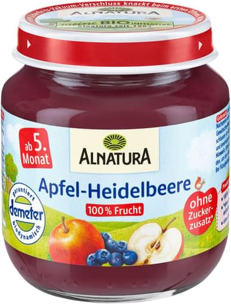 Tarro de cristal Demeter con manzanas y arándanos, 125 g