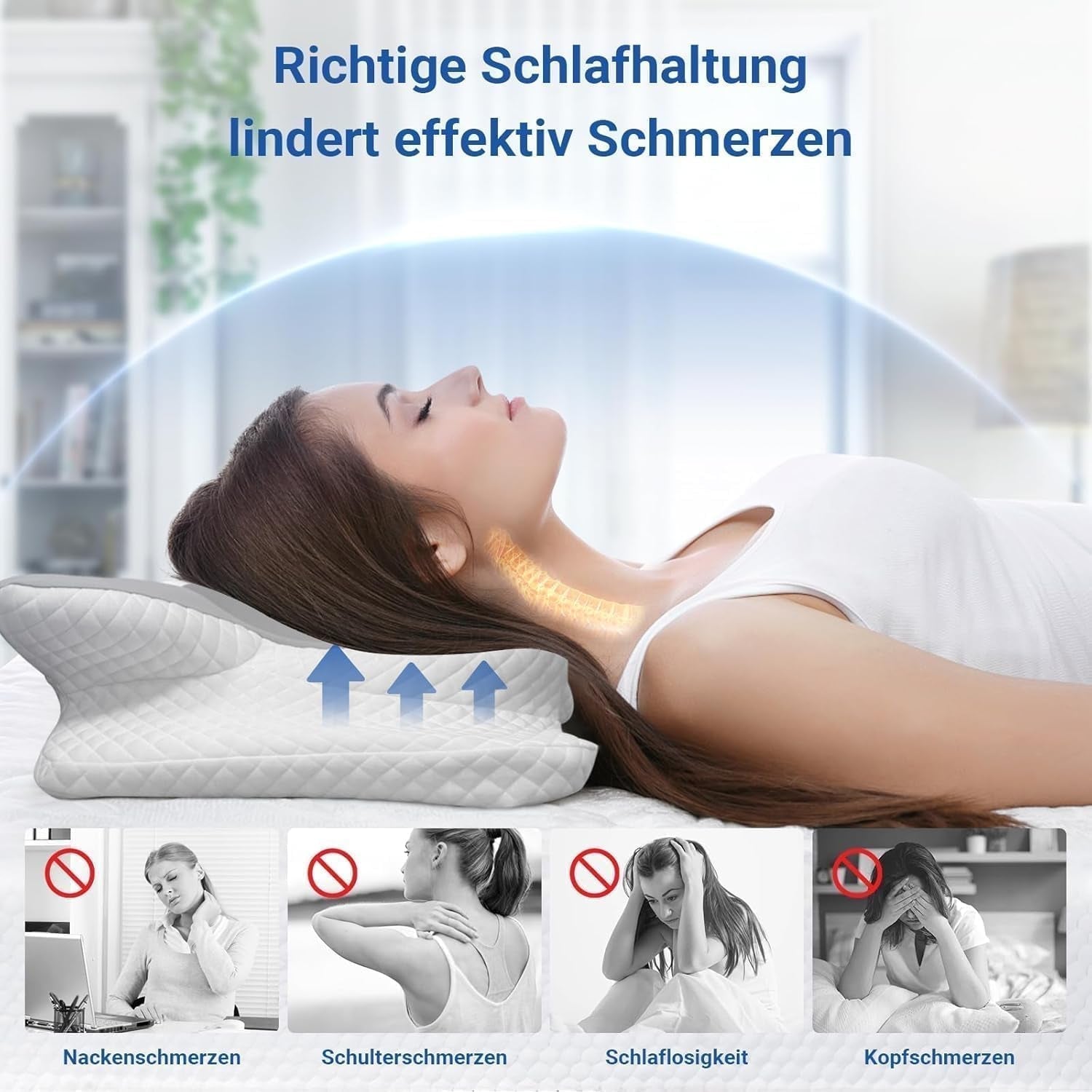Hothands Almohada De Espuma Viscoelástica Almohada Ortopédica Ergonómica Lado Espalda Almohada para Alivio Del Dolor Abdominal Mejora La Calidad Del Sueño 62X41X13/11Cm Almohadas Ortopédicas Cervicales Naty Shop
