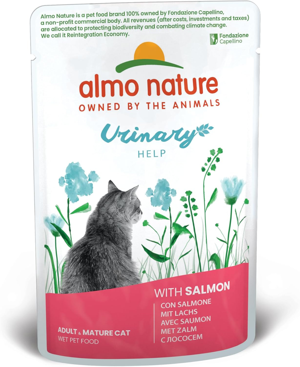 almo Nature Functional Urinary Help - Comida húmeda para gatos adultos con salmón - Favorece la salud del tracto urinario - 30 sobres de 70 g cada uno