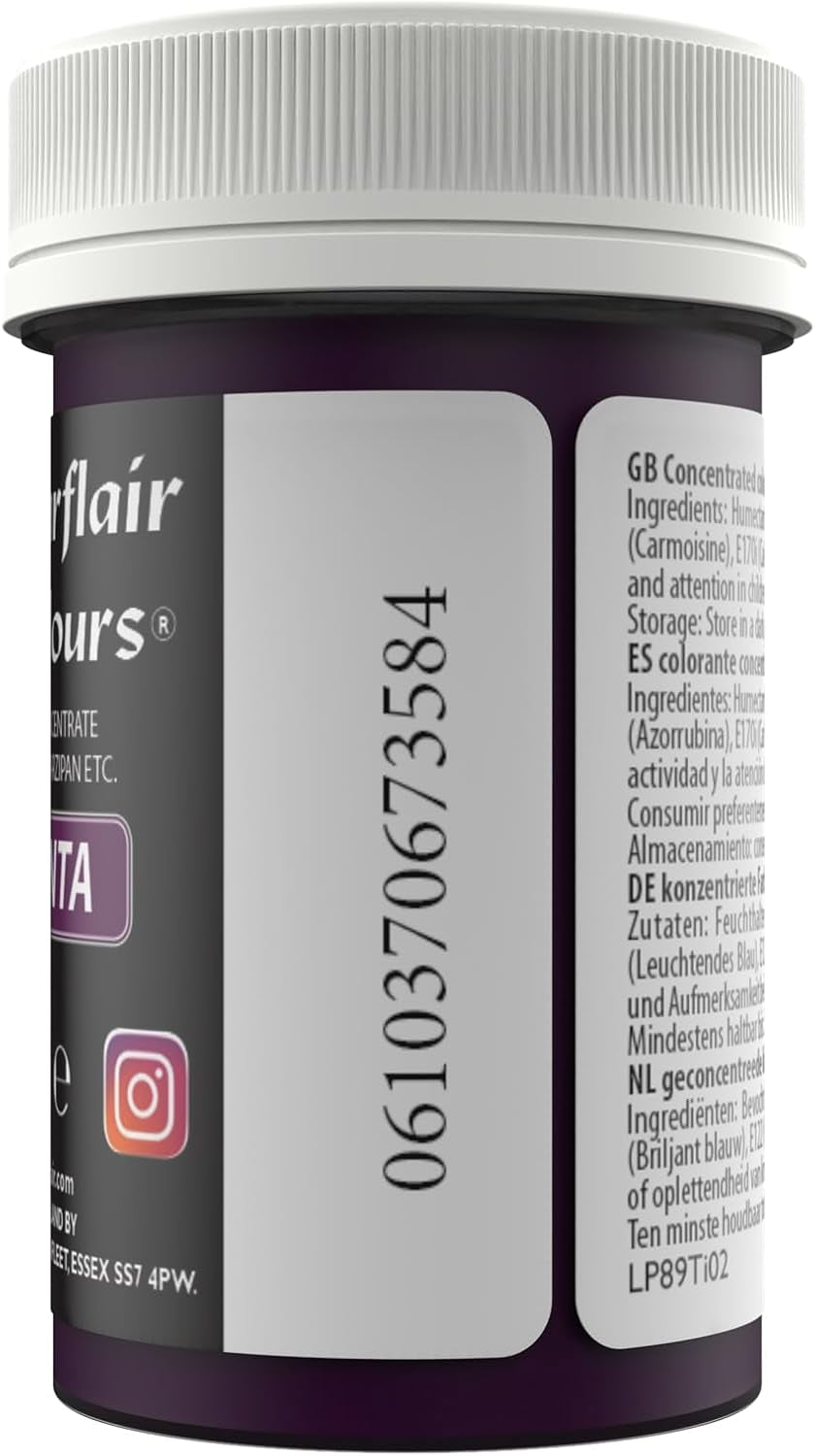 Sugarflair Pasta Food Coloring Pastel Magenta, Colorante alimentario para pasta, fondant y mazapán, colores concentrados espectrales - 25 g