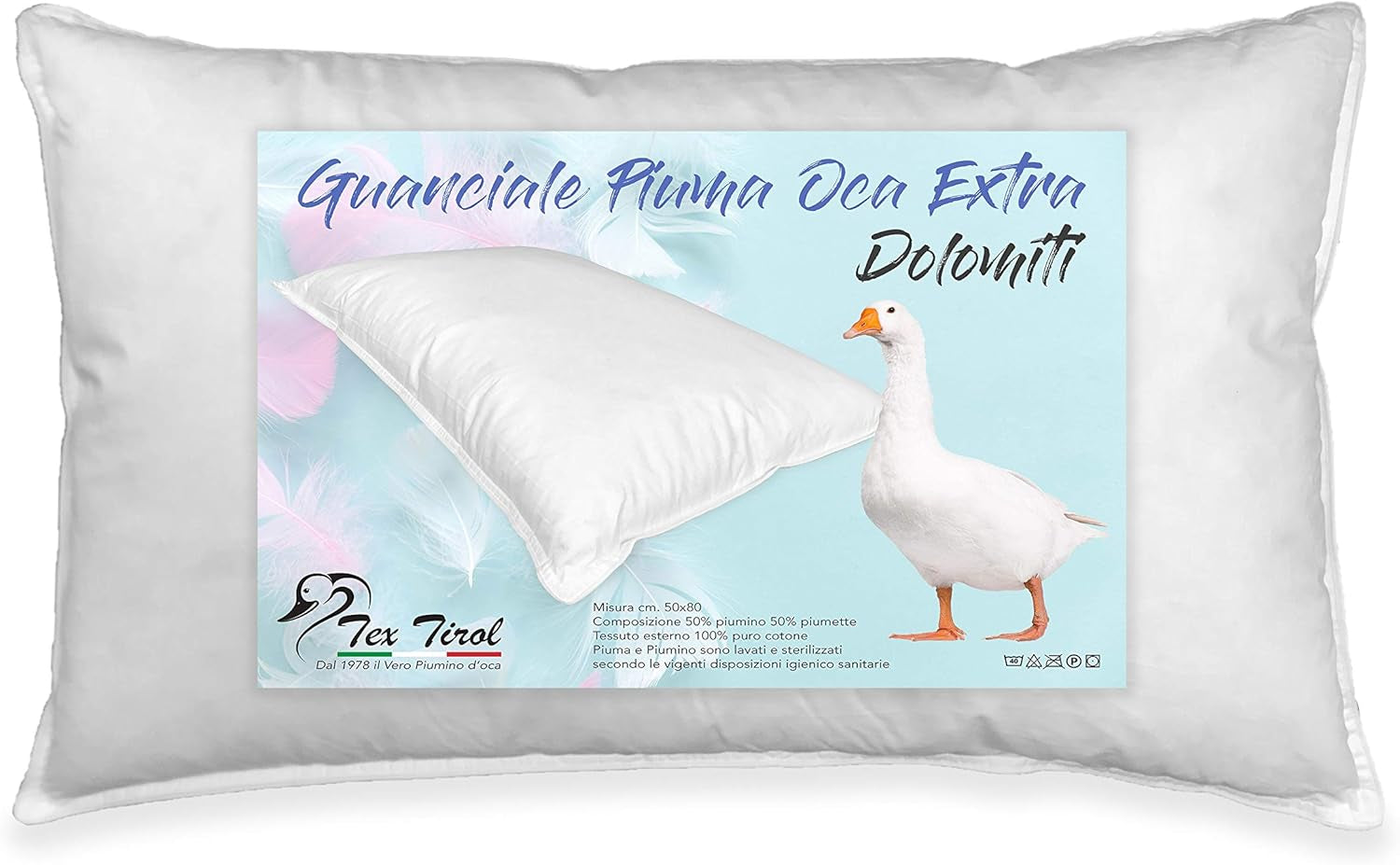 Almohada Dolomiti Tex Tirol, plumón, plumón de ganso Naty Shop almohadas estándar Título predeterminado