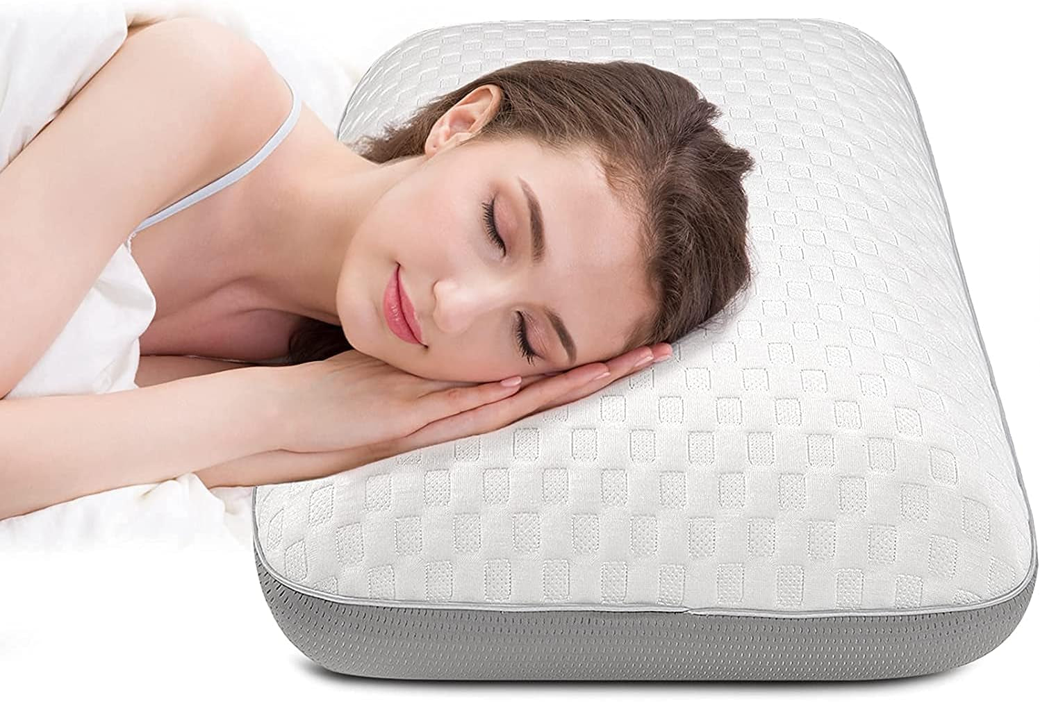 Fityou Almohada De Espuma Viscoelástica Almohada De Soporte para El Cuello Almohada Ergonómica para Dormir Almohada De Enfriamiento Diseño De Doble Cara Funda De Almohada Lavable (67.5X40X13Cm) Almohadas Ortopédicas Cervicales Naty Shop Gris Claro 67.5X40X13Cm