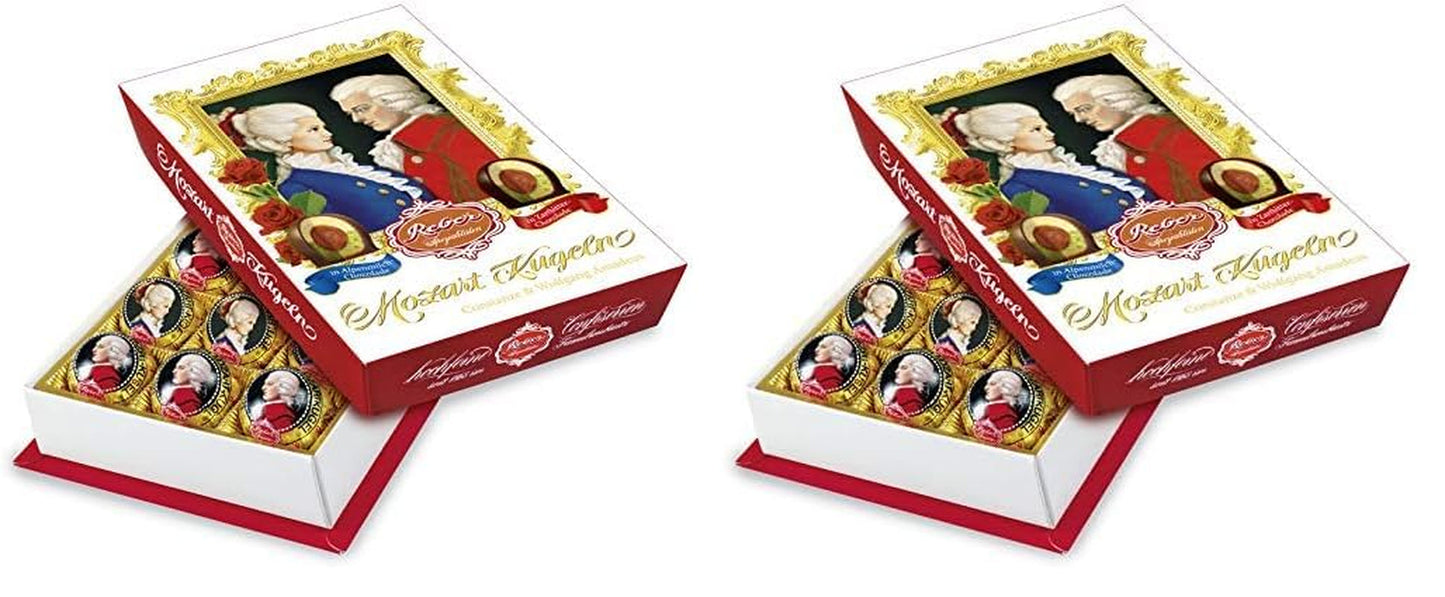 Reber Bolitas Mozart con chocolate negro, pack de 6 con mazapán y turrón, vegano - 1 x 120 g