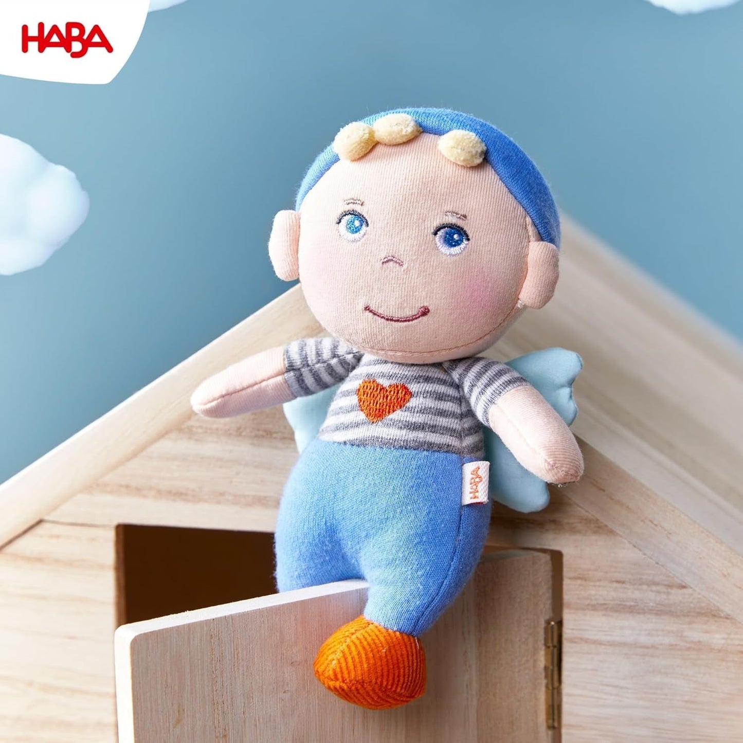 HABA Colchoneta Ángel de la Guarda - Muñeco de peluche textil (15 cm), regalo de bienvenida ideal para bebés y niños pequeños - lavable a 30°C - 2011869001 Muñecas Naty Shop