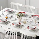 MALACASA Vajilla para 6, Vajilla de Porcelana Felisa 24 Piezas, Vajilla Moderna con 6 Platos Llanos, Platos de Postre, Platos Suma y Cuencos, Perfecto para Navidad y Uso Diario