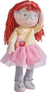 Muñeca HABA AVA, muñeca de 30 cm con gafas, muñeco blandito para niños a partir de 18 meses