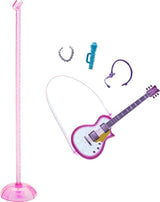 Barbie GYJ22 - escenario gratuito para la muñeca Big Dream Brooklyn (aprox. 30 cm, coletas marrones) con canciones de películas, luces, micrófono y accesorios, regalo para niños a partir de 3 años Naty Shop Dolls