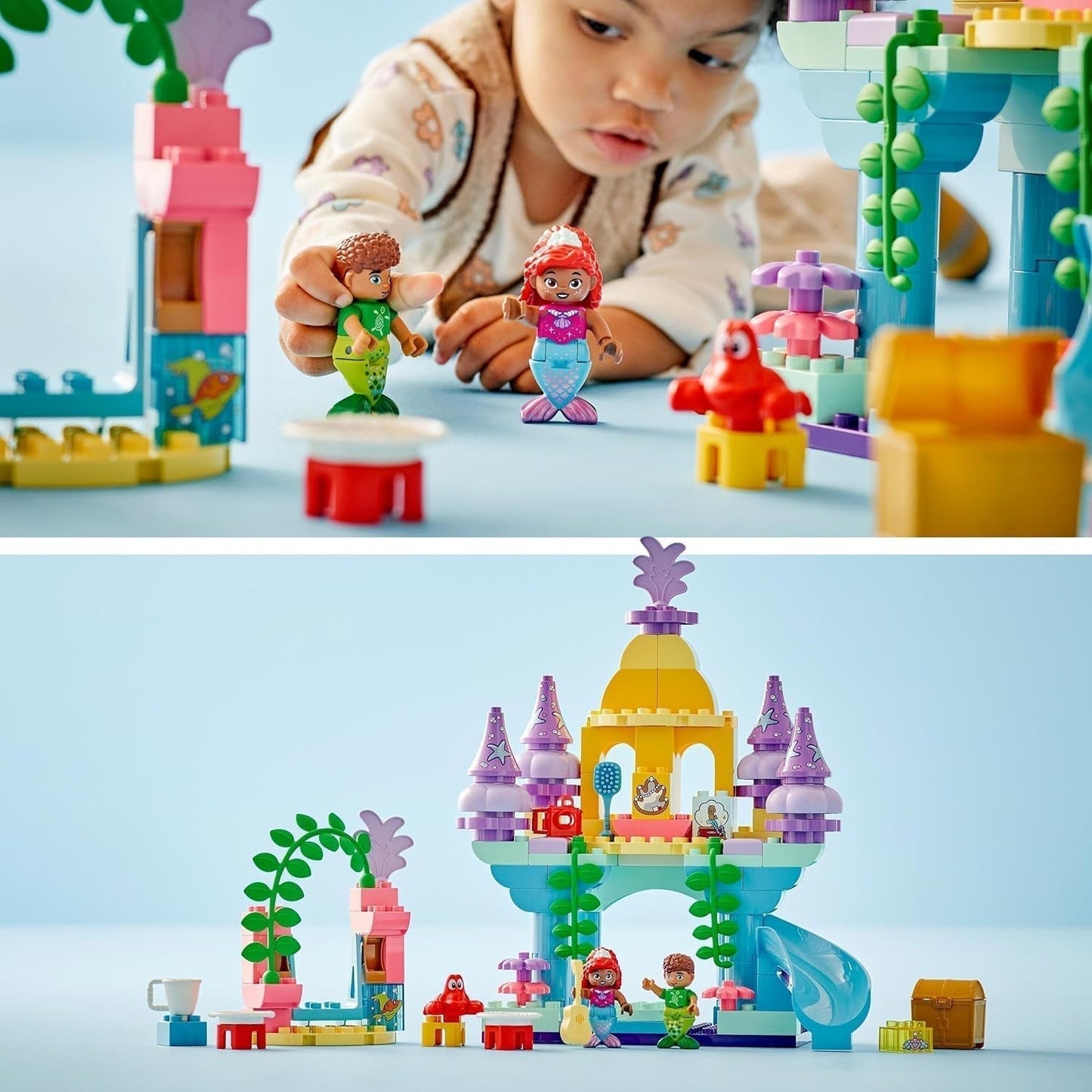 LEGO DUPLO | Palacio Mágico Subacuático de Disney Ariel, juguete educativo para la sirena Ariel, castillo submarino para niños mayores de 2 años 10435 Juegos de construcción Besuche den LEGO-Store