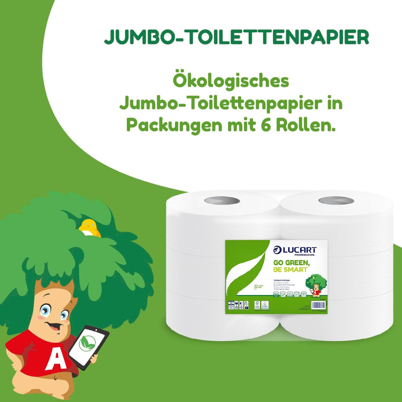 Rollos de papel higiénico Jumbo Eco, 2 capas, crema para lavar a mano con fórmula limpiadora, hidratante y suavizante, aroma floral, 5 L, 6 piezas (paquete de 1)