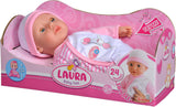Simba 105140020 - My Love Baby Talk, muñeco de cuerpo blandito con ojos soñolientos y un bonito mono, hace 24 sonidos de bebé, 30 cm, muñeco para niños a partir de 2 años