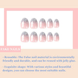 24 piezas de prensa francesa en uñas, diseño corto plateado brillante, uñas artificiales ovaladas, pegamento en uñas acrílicas brillantes, uñas postizas para mujeres y niñas