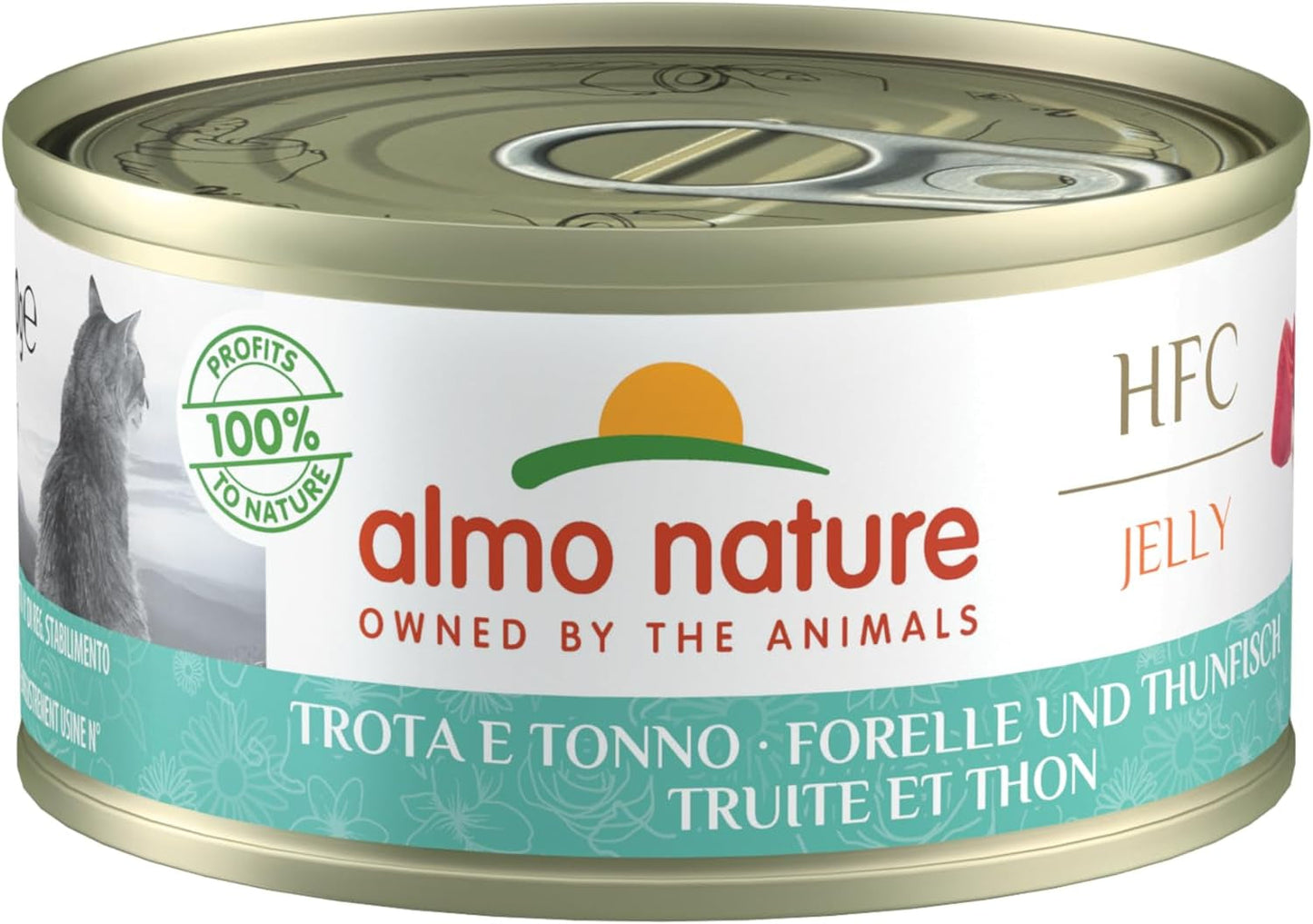 Almo Nature HFC Jelly - Comida húmeda para gatos adultos - Trucha y Atún - Calidad humana, Sin gluten - 6 x 70g