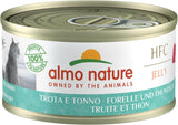 Almo Nature HFC Jelly - Comida húmeda para gatos adultos - Trucha y Atún - Calidad humana, Sin gluten - 6 x 70g