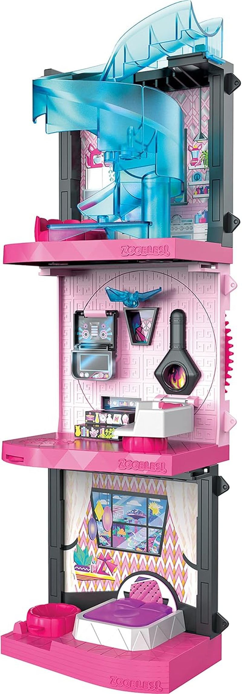 Zoobles Magic Mansion Casa de ensueño transformable de 6 habitaciones, tobogán y accesorios